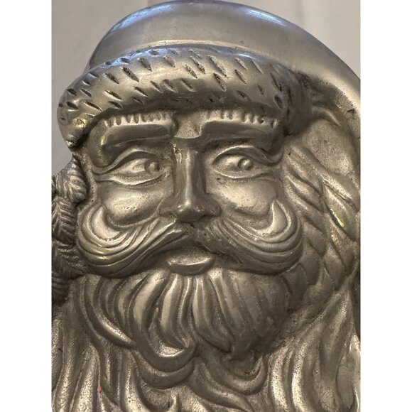 Vintage Large Silver Pewter Santa Claus Serving Bowl Sheridan Import 15 X 11 - Picture 4 of 10
